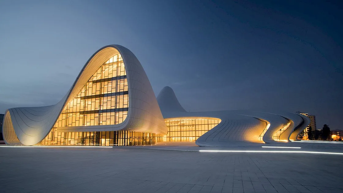 Heydar Aliyev Cultural Center in evening time