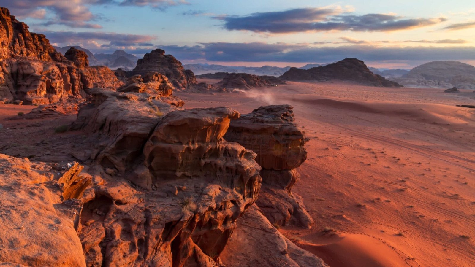 Wadi Rum desert in the evening